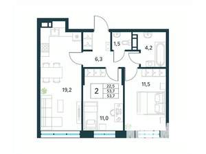 2-к квартира, вторичка, 54м2, 2/18 этаж