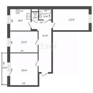 3-к квартира, вторичка, 67м2, 2/10 этаж