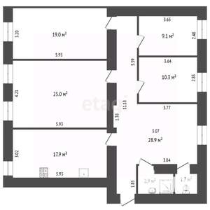4-к квартира, вторичка, 115м2, 1/2 этаж