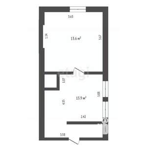 1-к квартира, вторичка, 28м2, 2/2 этаж
