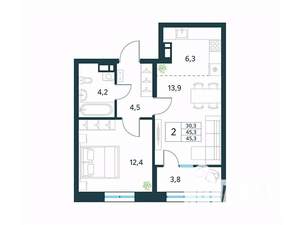2-к квартира, вторичка, 45м2, 7/18 этаж