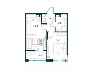 1-к квартира, вторичка, 37м2, 17/18 этаж