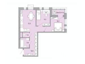 2-к квартира, вторичка, 52м2, 7/10 этаж