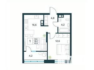1-к квартира, вторичка, 42м2, 9/18 этаж