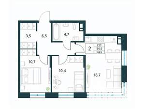 2-к квартира, вторичка, 55м2, 3/10 этаж