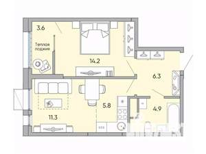 2-к квартира, вторичка, 46м2, 13/18 этаж