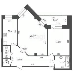 2-к квартира, вторичка, 65м2, 3/17 этаж