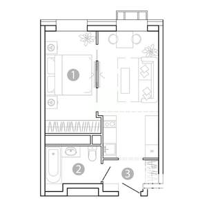 1-к квартира, вторичка, 34м2, 12/15 этаж
