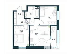 2-к квартира, вторичка, 57м2, 10/18 этаж