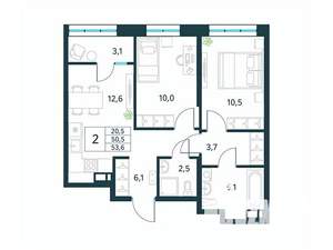 2-к квартира, вторичка, 54м2, 8/18 этаж