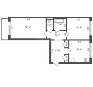 2-к квартира, вторичка, 51м2, 3/5 этаж