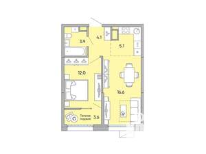 2-к квартира, вторичка, 46м2, 17/18 этаж