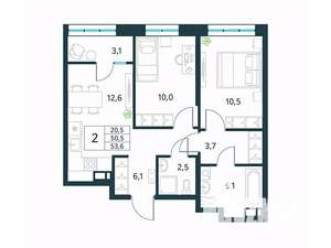 2-к квартира, вторичка, 54м2, 11/18 этаж