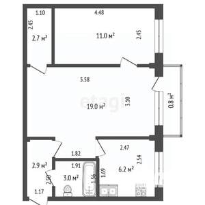 2-к квартира, вторичка, 45м2, 4/5 этаж