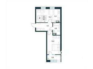 2-к квартира, вторичка, 48м2, 8/18 этаж