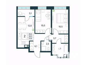 2-к квартира, вторичка, 54м2, 17/18 этаж