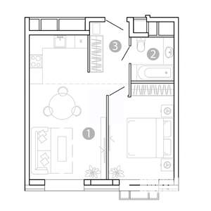 1-к квартира, вторичка, 44м2, 2/15 этаж
