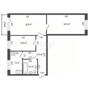 3-к квартира, вторичка, 66м2, 4/5 этаж