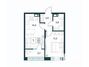 1-к квартира, вторичка, 37м2, 2/18 этаж