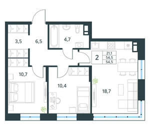 2-к квартира, вторичка, 55м2, 5/10 этаж