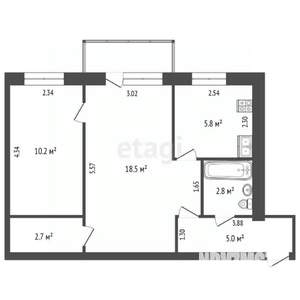 2-к квартира, вторичка, 45м2, 3/5 этаж