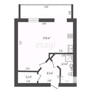 1-к квартира, вторичка, 52м2, 2/16 этаж