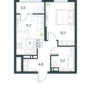 1-к квартира, вторичка, 40м2, 6/18 этаж