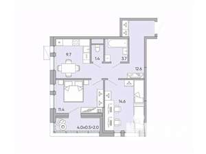 2-к квартира, вторичка, 55м2, 17/18 этаж