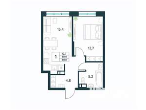 1-к квартира, вторичка, 40м2, 8/18 этаж