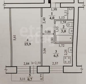 1-к квартира, вторичка, 30м2, 2/5 этаж