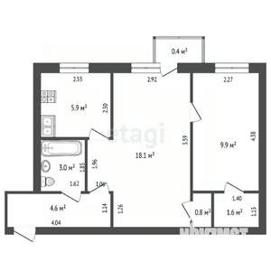 2-к квартира, вторичка, 44м2, 3/5 этаж