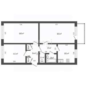 3-к квартира, вторичка, 72м2, 4/5 этаж