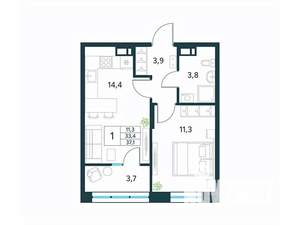 1-к квартира, вторичка, 37м2, 9/18 этаж