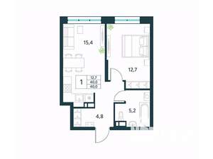 1-к квартира, вторичка, 40м2, 16/18 этаж