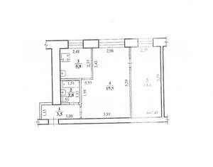 2-к квартира, вторичка, 45м2, 1/4 этаж