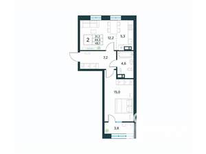 2-к квартира, вторичка, 48м2, 9/18 этаж