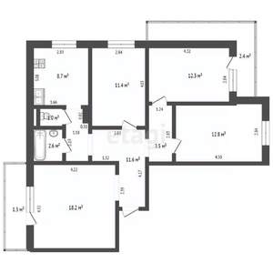 4-к квартира, вторичка, 82м2, 6/9 этаж