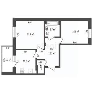 2-к квартира, вторичка, 70м2, 14/16 этаж