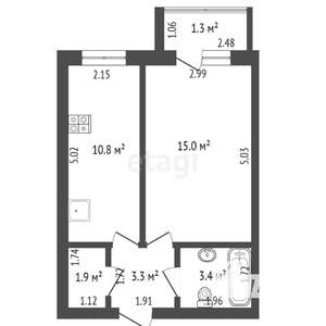 1-к квартира, вторичка, 36м2, 4/5 этаж