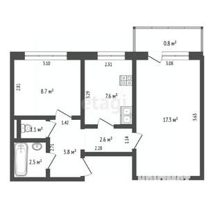 2-к квартира, вторичка, 44м2, 5/5 этаж