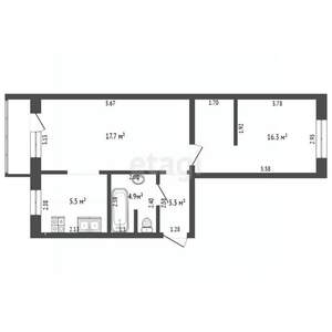 2-к квартира, вторичка, 49м2, 4/5 этаж