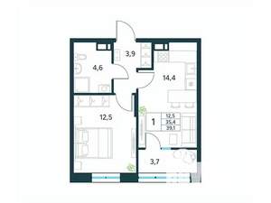 1-к квартира, вторичка, 39м2, 7/10 этаж