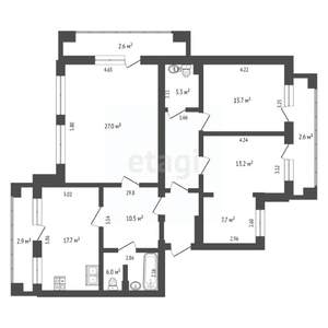 4-к квартира, вторичка, 108м2, 8/9 этаж