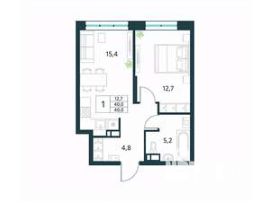 1-к квартира, вторичка, 40м2, 13/18 этаж