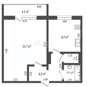 1-к квартира, вторичка, 41м2, 6/11 этаж