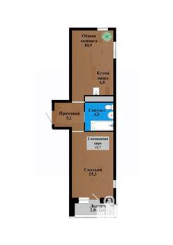 2-к квартира, строящийся дом, 42м2, 12/12 этаж