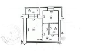 1-к квартира, вторичка, 39м2, 3/3 этаж