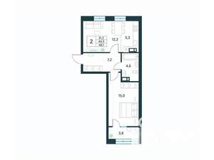 2-к квартира, вторичка, 48м2, 9/18 этаж