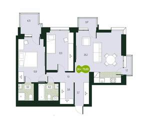 3-к квартира, вторичка, 80м2, 4/18 этаж