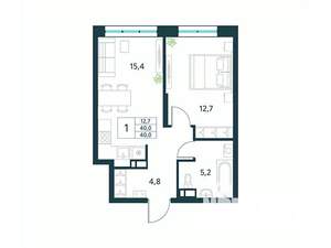 1-к квартира, вторичка, 40м2, 10/18 этаж